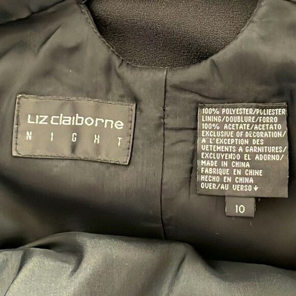 Liz Claiborne Night Classic Romantic Low Back MIDI High Waist Black Dress 10 - Picture 11 of 16